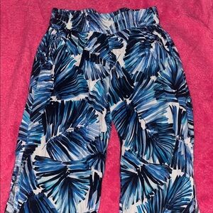 Women's Blue Patterned Casual Pants